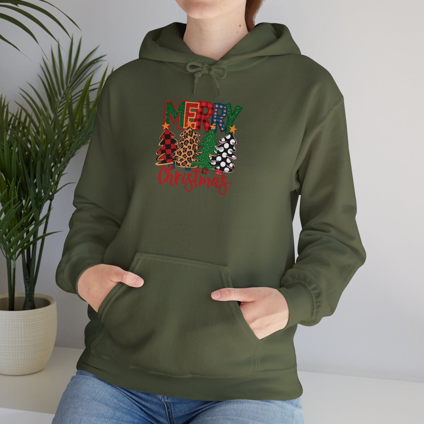 Merry Christmas 4trees- Unisex Hoodie for Fall Celebrations