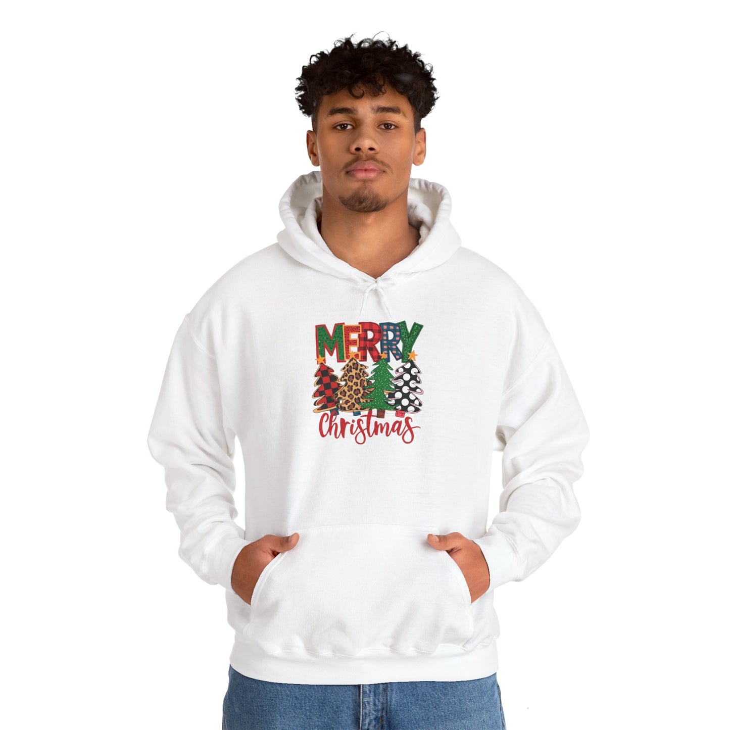 Merry Christmas 4trees- Unisex Hoodie for Fall Celebrations