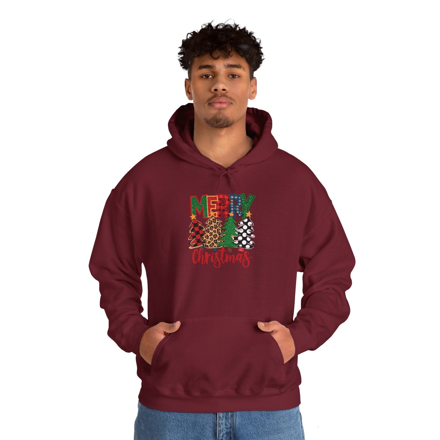 Merry Christmas 4trees- Unisex Hoodie for Fall Celebrations