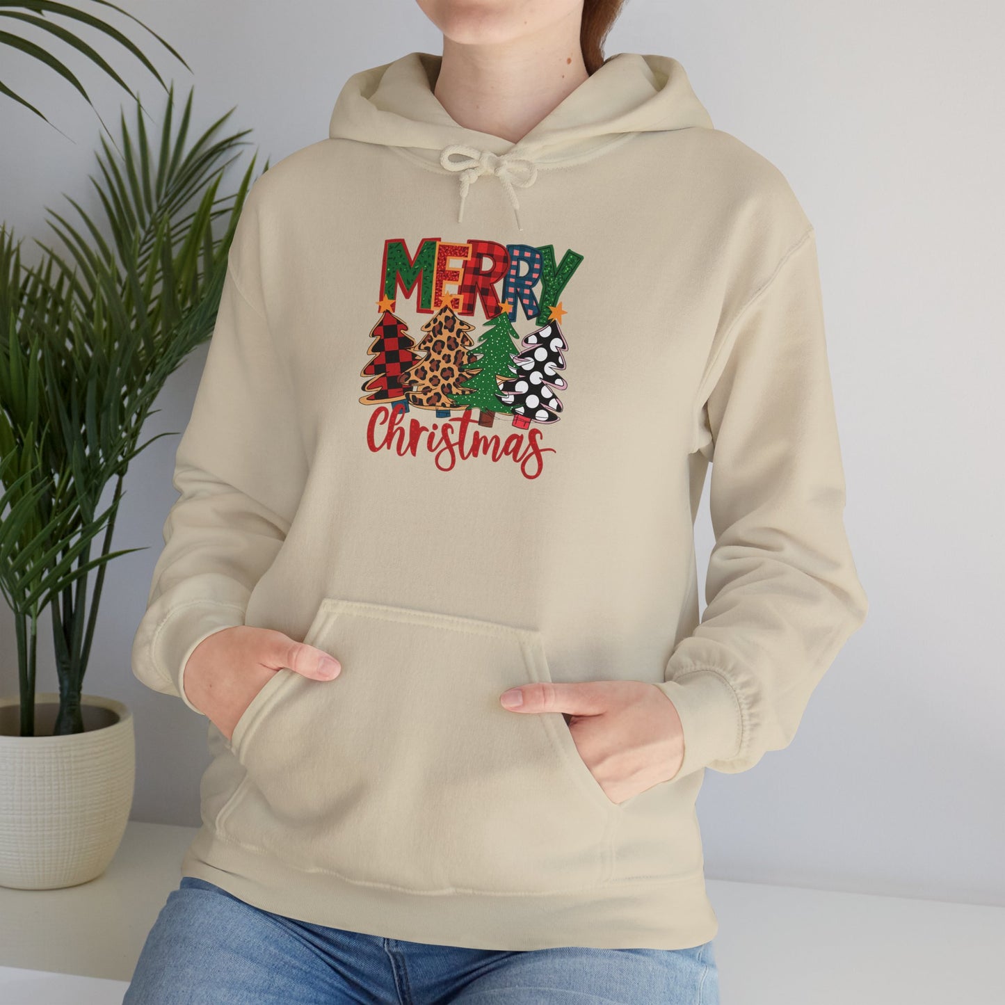 Merry Christmas 4trees- Unisex Hoodie for Fall Celebrations