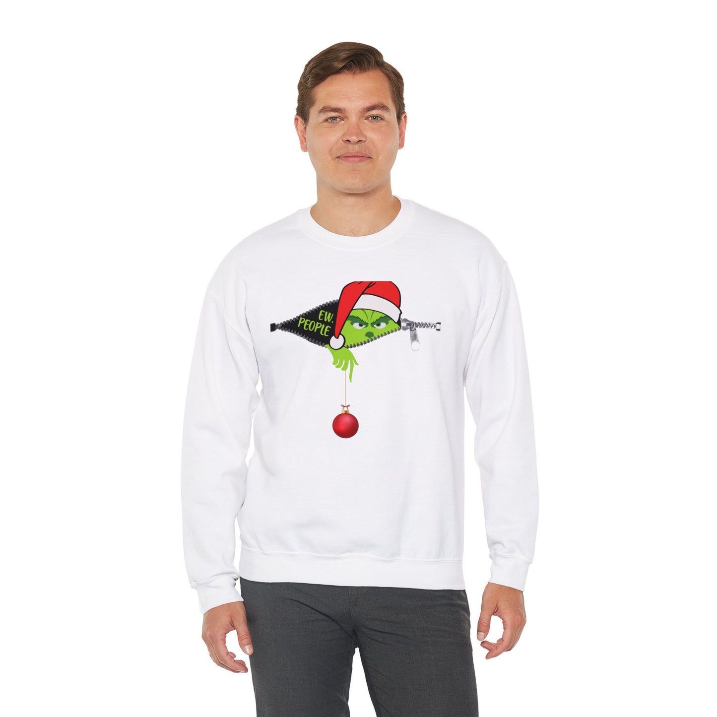 Grinch zipper Christmas - Unisex Heavy Blend™ Crewneck Sweatshirt