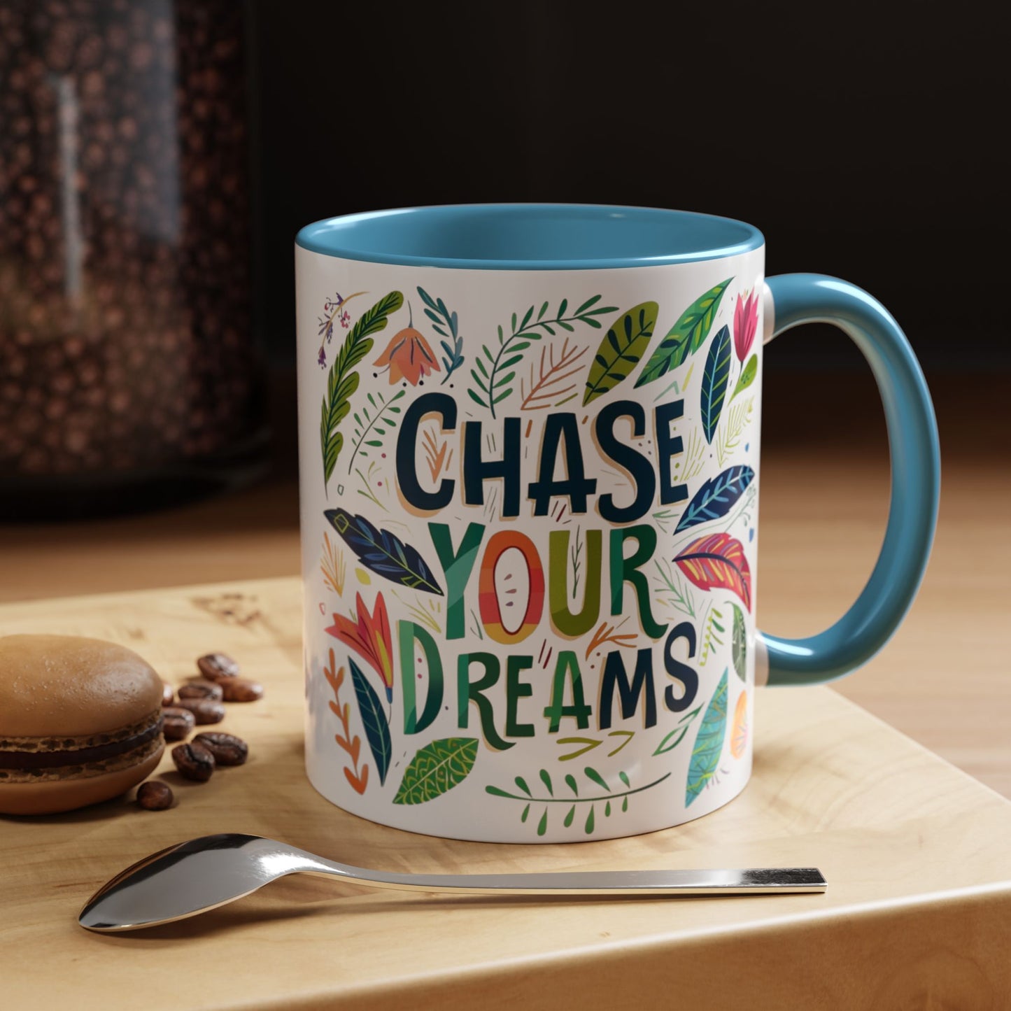 Floral 'Chase your dreams' Coffee Mug - Inspirational Dose of Positivity