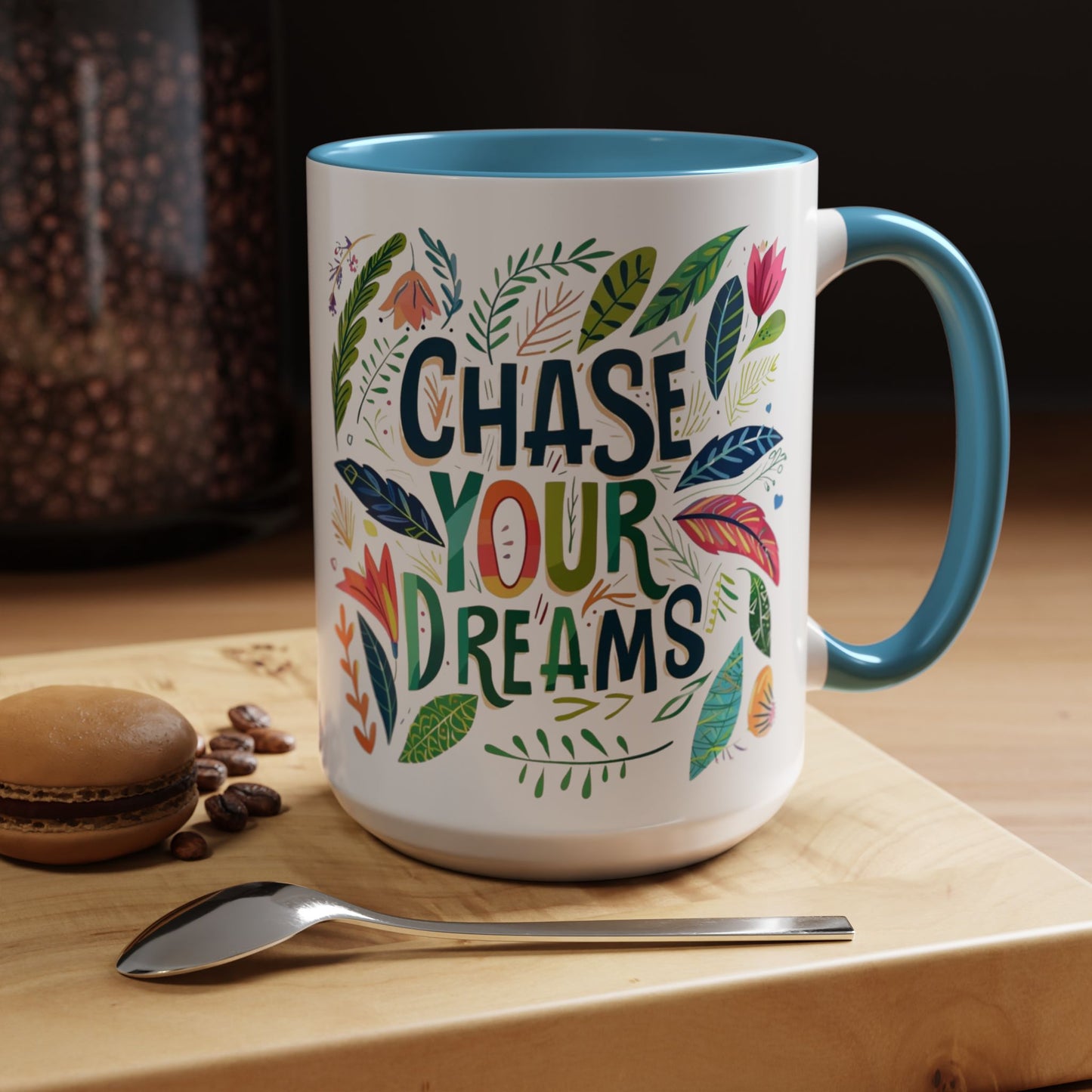 Floral 'Chase your dreams' Coffee Mug - Inspirational Dose of Positivity