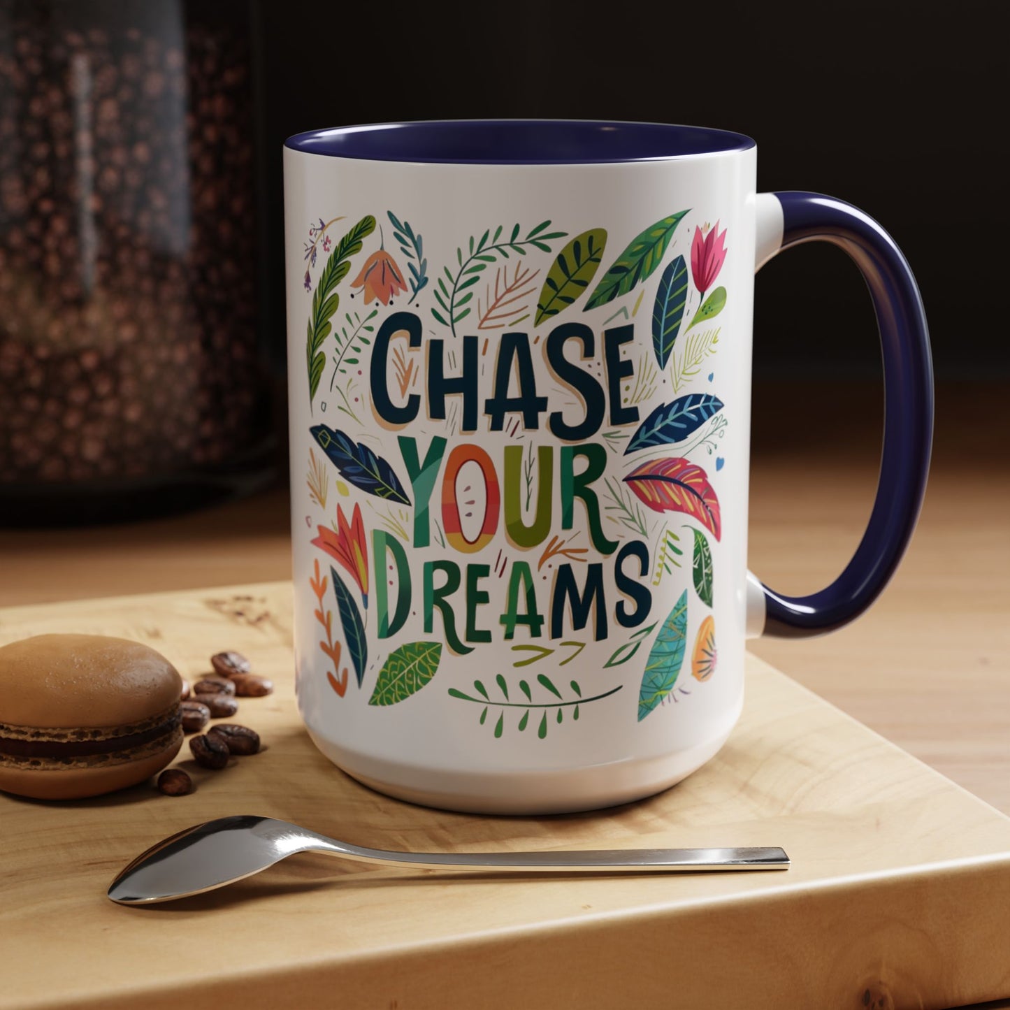 Floral 'Chase your dreams' Coffee Mug - Inspirational Dose of Positivity