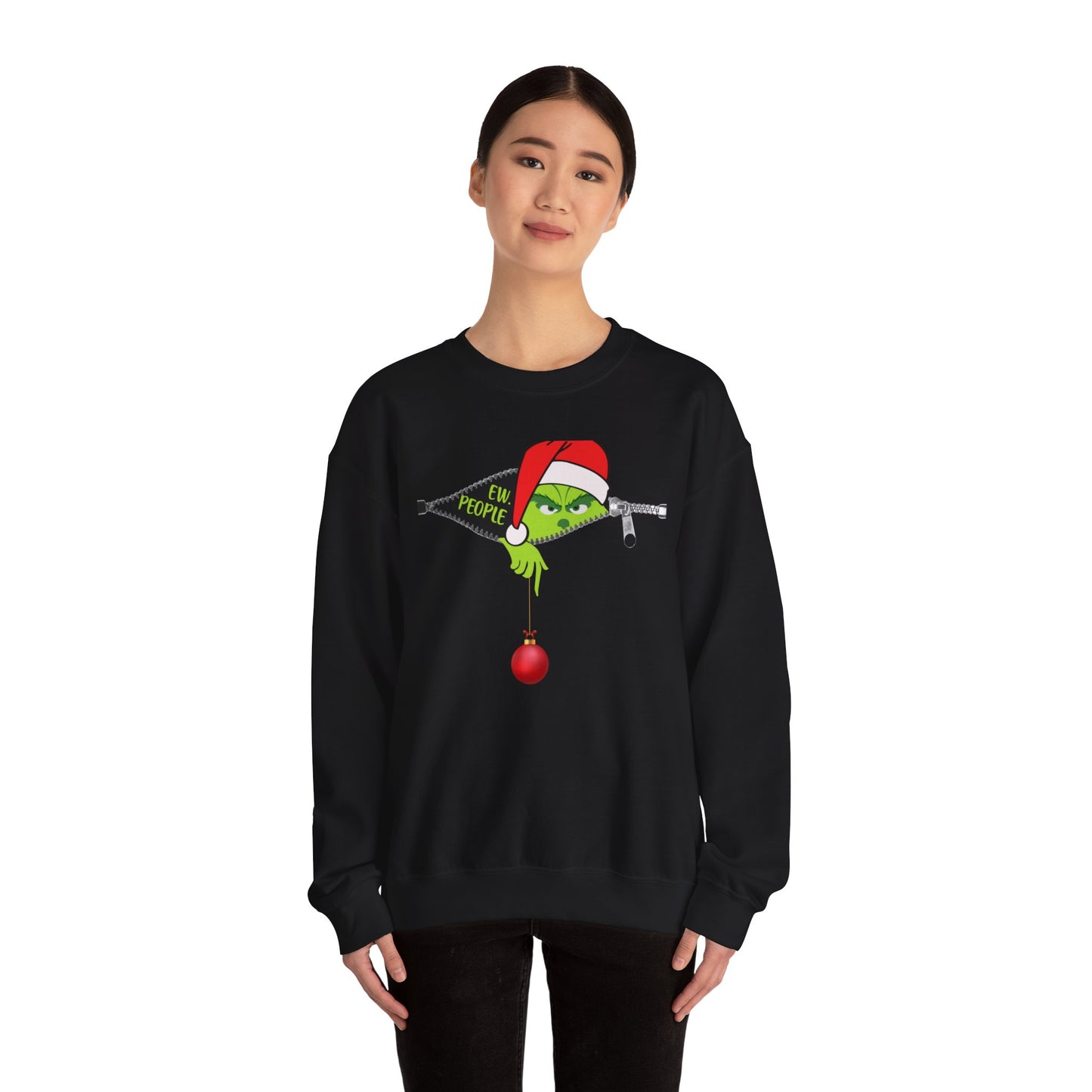 Grinch zipper Christmas - Unisex Heavy Blend™ Crewneck Sweatshirt