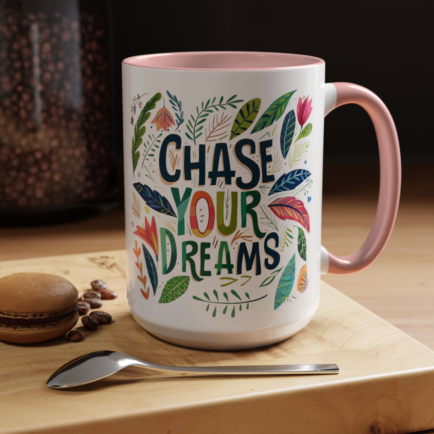 Floral 'Chase your dreams' Coffee Mug - Inspirational Dose of Positivity