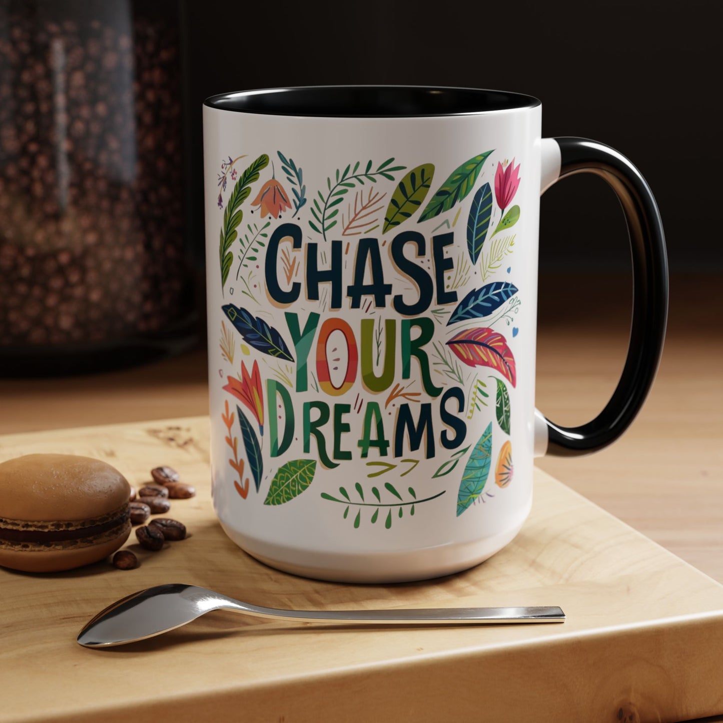 Floral 'Chase your dreams' Coffee Mug - Inspirational Dose of Positivity