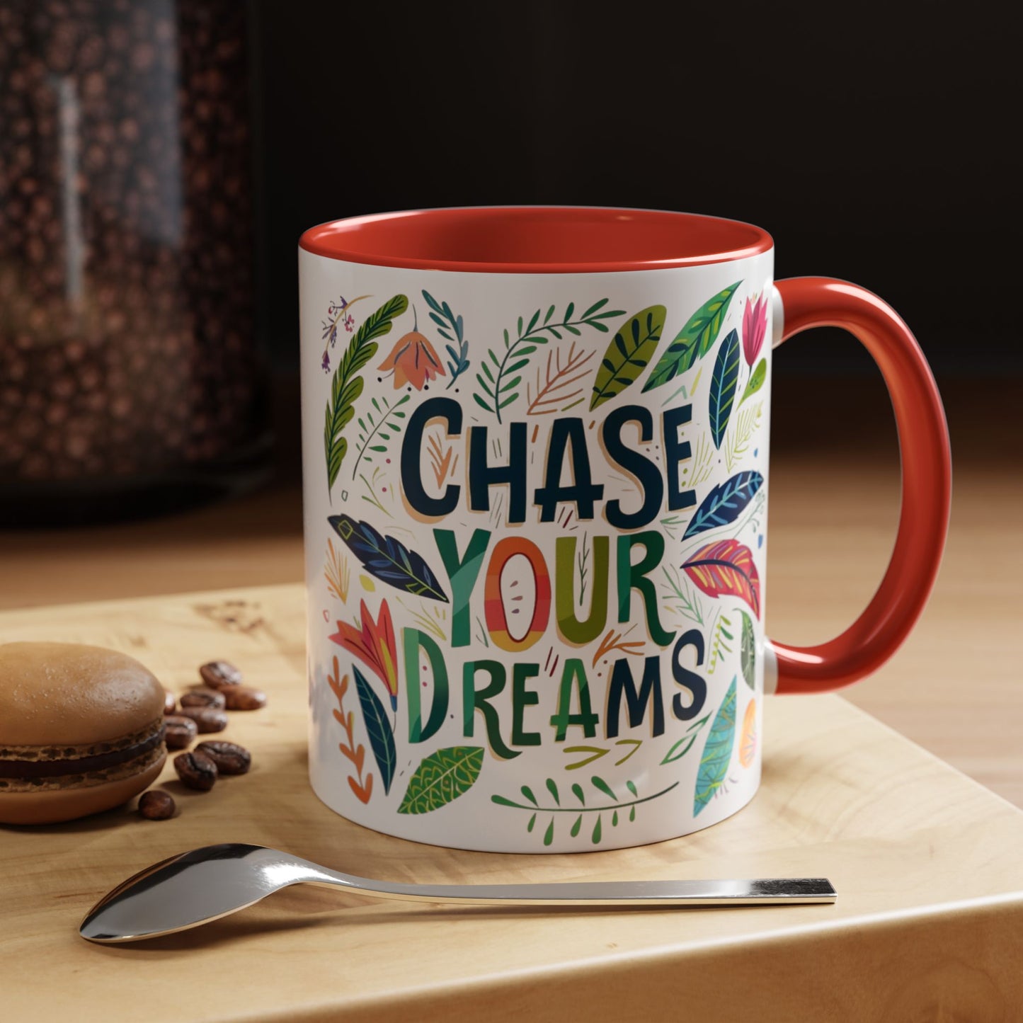 Floral 'Chase your dreams' Coffee Mug - Inspirational Dose of Positivity