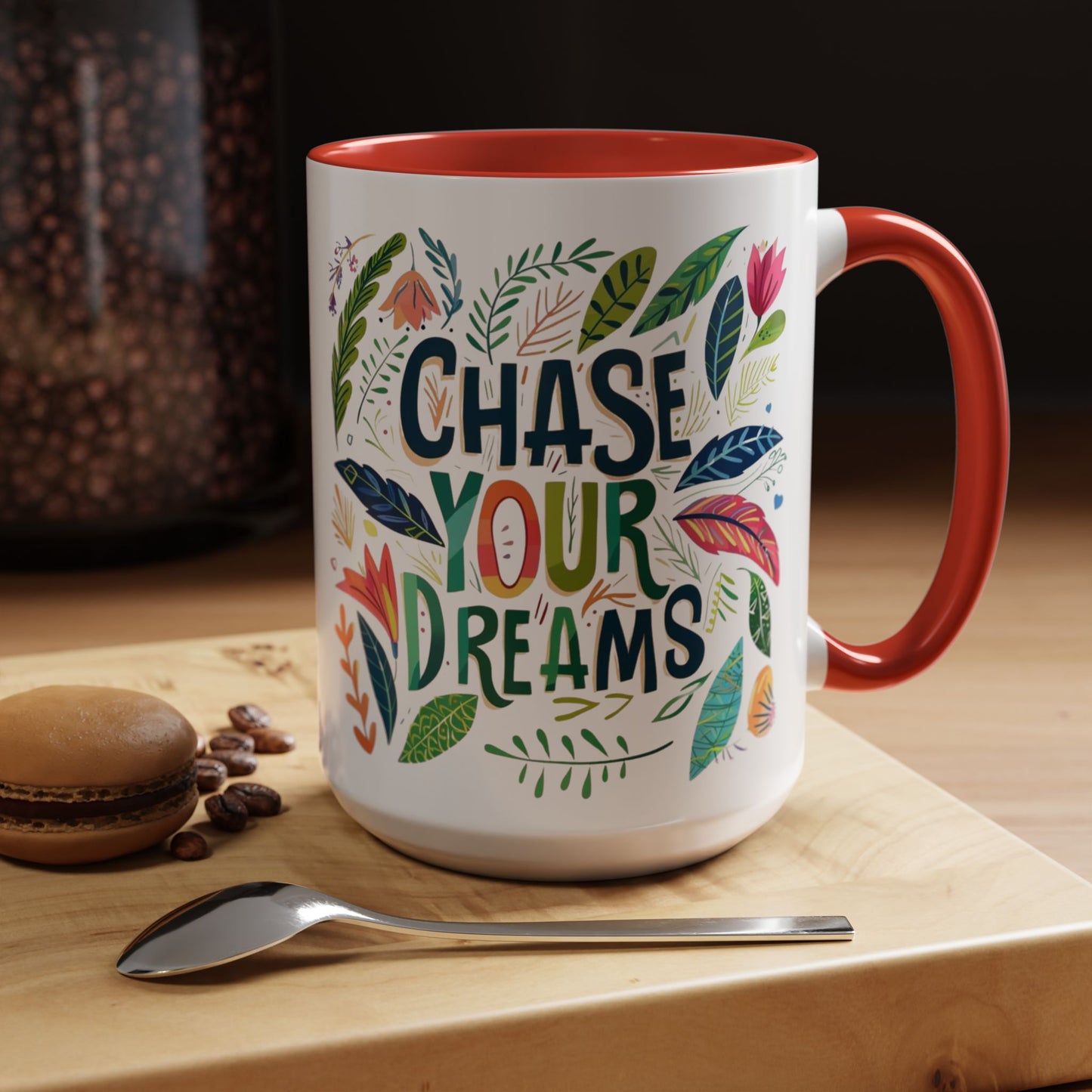 Floral 'Chase your dreams' Coffee Mug - Inspirational Dose of Positivity