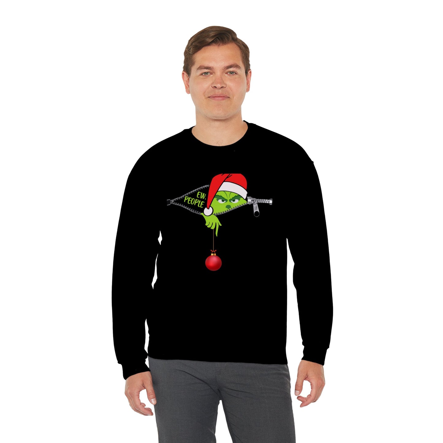 Grinch zipper Christmas - Unisex Heavy Blend™ Crewneck Sweatshirt