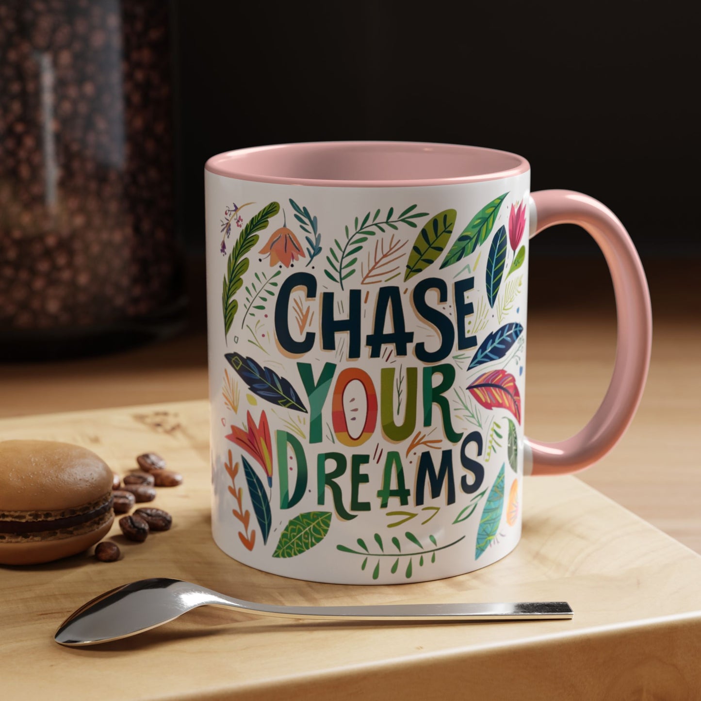 Floral 'Chase your dreams' Coffee Mug - Inspirational Dose of Positivity