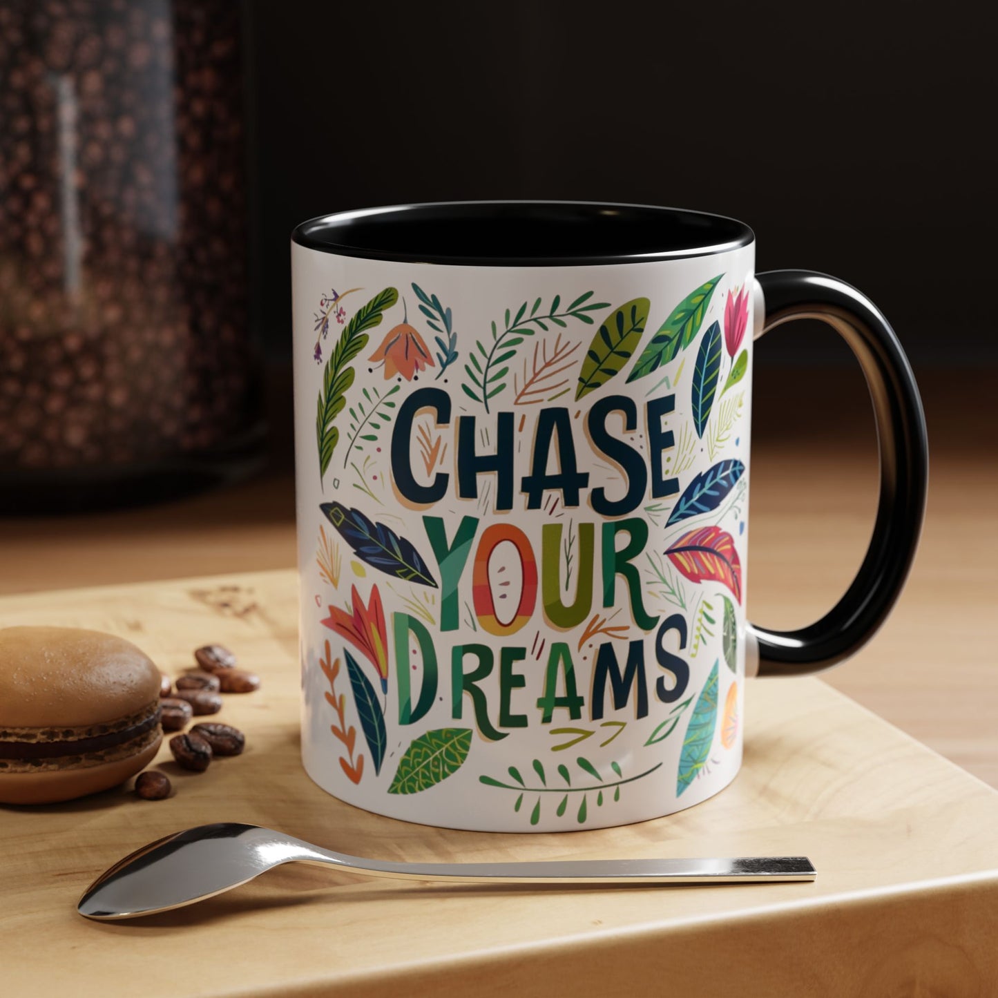 Floral 'Chase your dreams' Coffee Mug - Inspirational Dose of Positivity